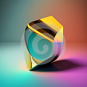 Vibrant Abstract Shapes: A Bright and Solid Multi-Colored object against a Dynamic Ambient Background