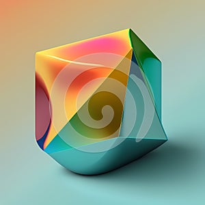 Vibrant Abstract Shapes: A Bright and Solid Multi-Colored object against a Dynamic Ambient Background