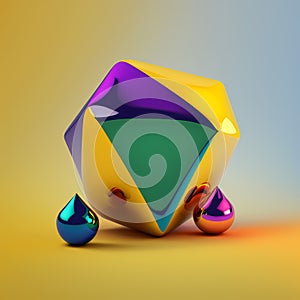 Vibrant Abstract Shapes: A Bright and Solid Multi-Colored object against a Dynamic Ambient Background