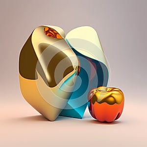 Vibrant Abstract Shapes: A Bright and Solid Multi-Colored object against a Dynamic Ambient Background