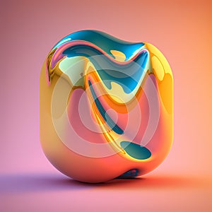 Vibrant Abstract Shapes: A Bright and Solid Multi-Colored object against a Dynamic Ambient Background