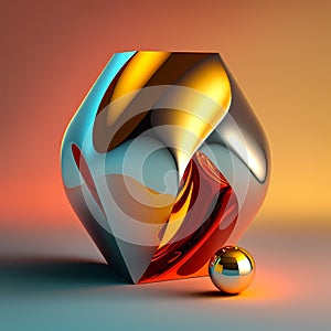 Vibrant Abstract Shapes: A Bright and Solid Multi-Colored object against a Dynamic Ambient Background. GENERATIVE AI