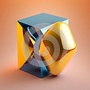 Vibrant Abstract Shapes: A Bright and Solid Multi-Colored object against a Dynamic Ambient Background