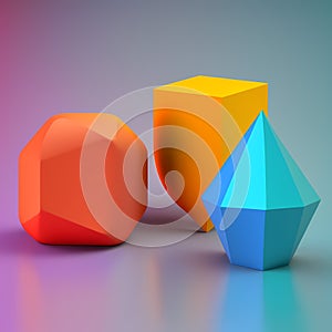 Vibrant Abstract Shapes and circles: A Bright and Solid Multi-Colored object against a Dynamic Ambient Background