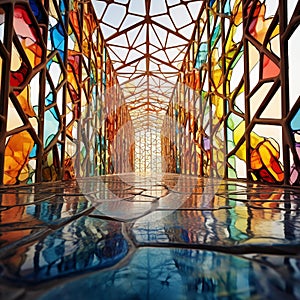 Vibrant Abstract Stained Glass: Intricate Details & Colors photo