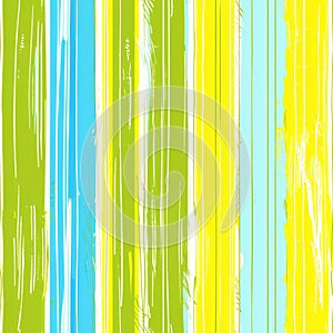 Vibrant Abstract Striped Painting in Blue, Green, and Yellow Hues