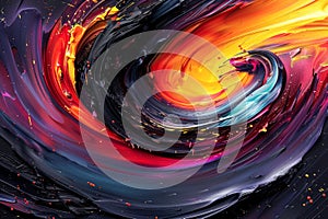 Vibrant Abstract Swirl Painting with Vivid Colors of Red, Yellow, and Blue, Dynamic Artistic Background with Colorful Twirls and