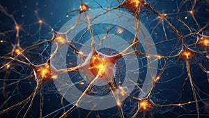Vibrant abstract visualization of a complex neural network with interconnected nodes