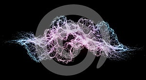 Abstract glowing wave of connected particles