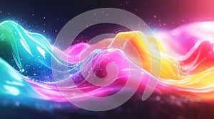 A vibrant, abstract wave of colorful fluid textures creating a dynamic visual experience