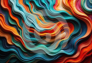 Vibrant abstract waves of colorful paper create a stunning visual texture