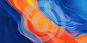 Vibrant abstract waves of orange and blue colors creating dynamic visual flow