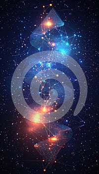 Vibrant abstract waves and signals representing telecommunications communication in depth