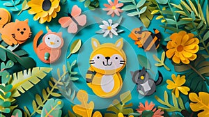 Vibrant and adorable paper cutouts with transparency