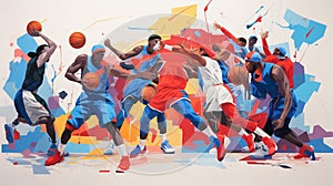 Vibrant Animal-Like Creatures Compete in Intense Basketball Game photo