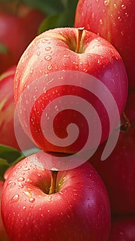 Vibrant apple freshness Ripe and juicy red apples, green background