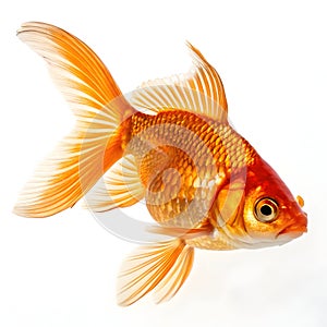 Aquarium goldfish isolated on white background photo
