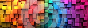 A vibrant array of colorful blocks forming an abstract background, created in 3D.