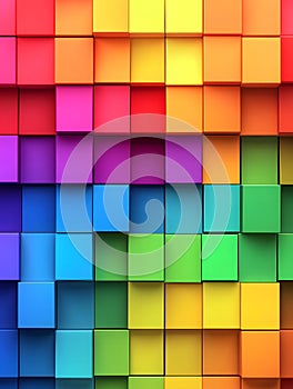 A vibrant array of colorful cubes arranged in a grid pattern creating a visually appealing texture