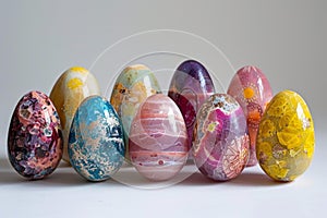 Colorful handpainted easter eggs on display