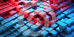A vibrant array of red to blue gradient cubes creating a mesmerizing geometric pattern Generative By AI