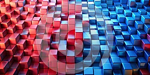 A vibrant array of red to blue gradient cubes creating a mesmerizing geometric pattern Generative By AI