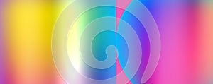 Vibrant art with electric blue circle on rainbow gradient background