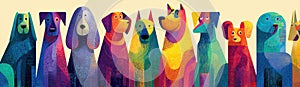 Colorful Artistic Representation of Various Breeds of Dogs