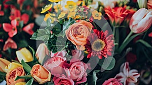 Vibrant Assorted Floral Bouquet with Roses and Gerberas photo