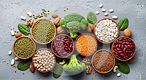 Healthy Assorted Beans Lentils and Vegetables.