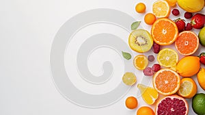 Vibrant Assortment of Fresh Fruits on White Background photo