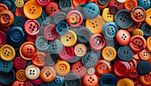 Vibrant Assortment of Sewing Buttons, Textile Crafting Concept