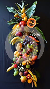 a vibrant assortment of tropical fruits arranged photo
