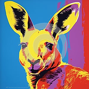 Vibrant Australian Kangaroo Pop Art: Bold Chromaticity And Silkscreening Style