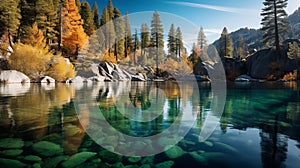 Vibrant Autumn Colors At Lake Yosemite: A National Geographic Inspired 8k Photo