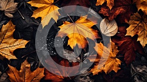 Vibrant Autumn Leaves: Dark Silver And Gold Nature-inspired Still Lifes