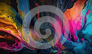 Vibrant backdrop made of swirling liquid ink. Creating using generative AI