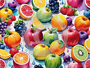 Vibrant background with appetizing refreshing fruit at its peak ripeness.