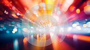 Bright background with dynamic light beams and bokeh, AI Generated photo