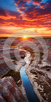 Vibrant Badlands Sunset At Creek - National Geographic Photography