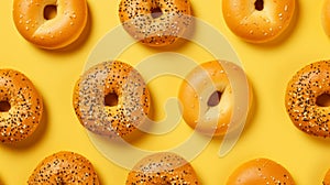 Vibrant Bagel Art On Yellow Background By Joel Robison