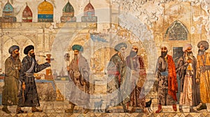 Vibrant Baghdad Bazaar: 12th Century Marketplace in Captivating Painting