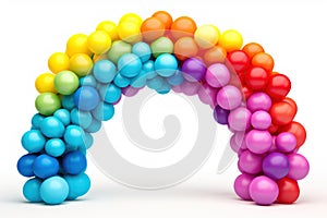 Vibrant Balloon Arch, A Burst of Colors Against a Clean White Canvas, a Playful Display of Celebration