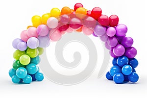 Vibrant Balloon Arch, A Burst of Colors Against a Clean White Canvas, a Playful Display of Celebration