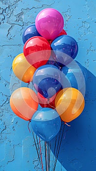 Vibrant balloons against a backdrop of a clear blue sky