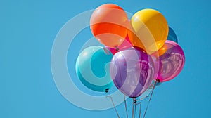 Vibrant balloons against a backdrop of a clear blue sky