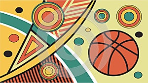 Vibrant basketball on a dynamic, patterned abstract background, vector design Generative AI
