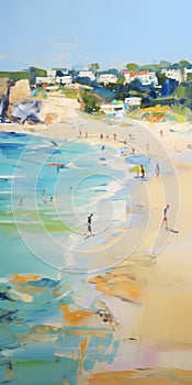 Vibrant Beach Painting With Playful Figurative Renditions photo