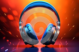 Vibrant beats Headphones on a colored background, perfect music banner