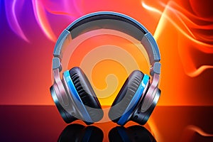 Vibrant beats Headphones on a colored background, perfect music banner